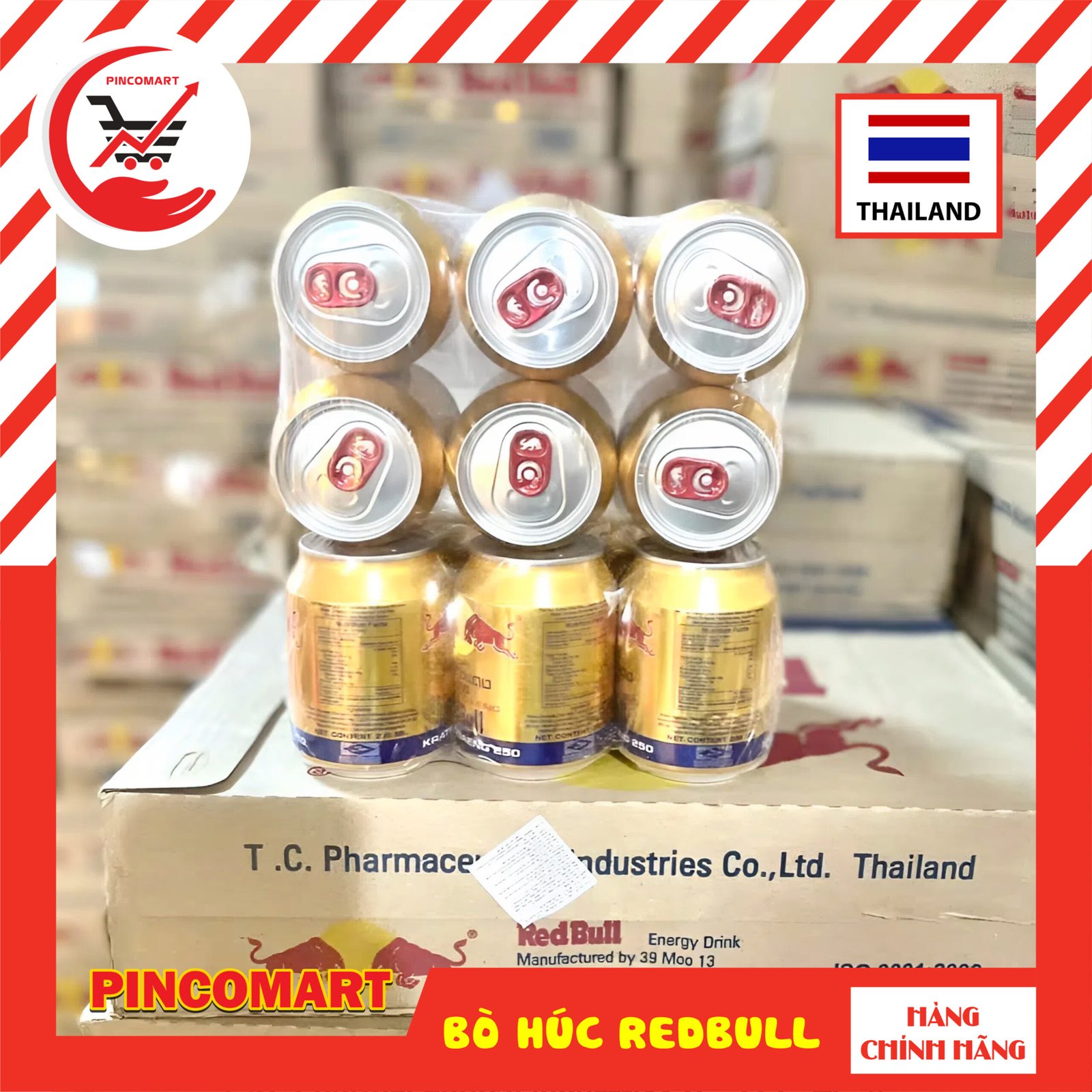 (Thùng 4 lốc) Nước Tăng Lực Bò Húc Thái Lan hiệu RedBull lon 250ml lốc 6 lon - Hàng nhập khẩu Thái | HH106