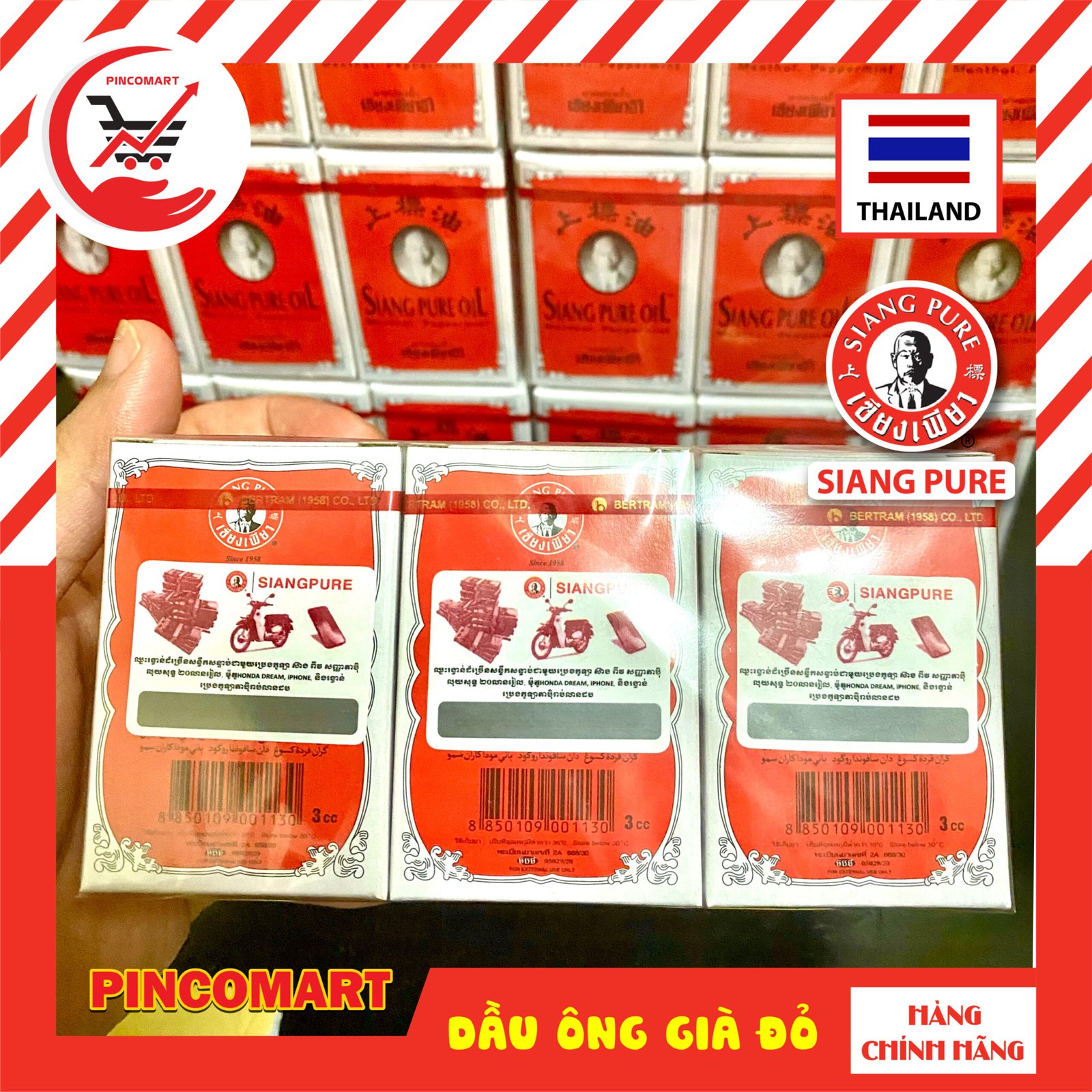 (Lốc 3ml - 7ml) Dầu Gió đỏ ông già chữ màu đen hiệu Siang Pure Oil Thái Lan - Hàng nhập khẩu Thái - Ảnh 4