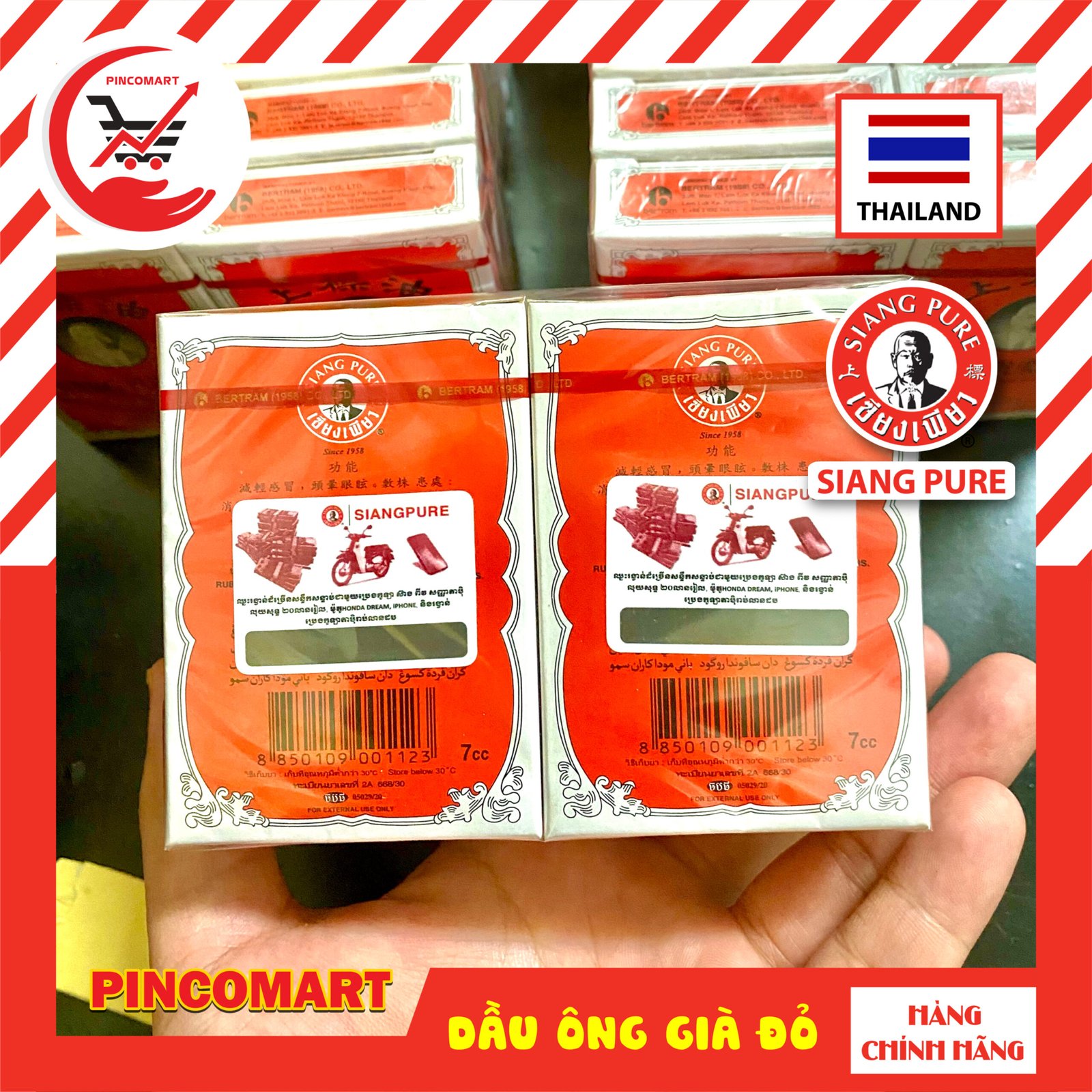 (Lốc 3ml - 7ml) Dầu Gió đỏ ông già chữ màu đen hiệu Siang Pure Oil Thái Lan - Hàng nhập khẩu Thái - Ảnh 2