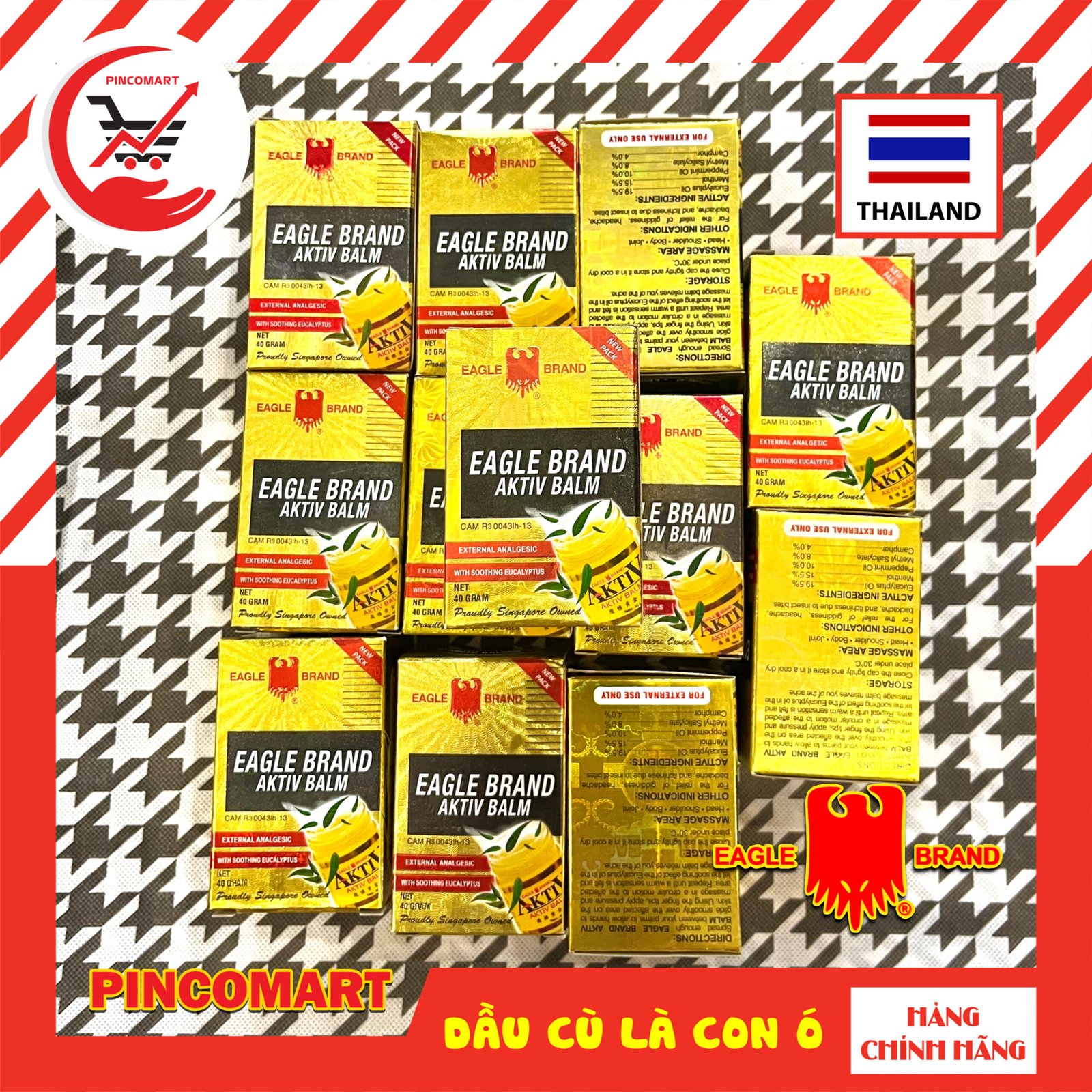 (Hũ 40g) Dầu Cù Là vàng hiệu Con Ó Balsem Aktiv Balm Thái Lan - Hàng nhập khẩu Thái | SK8
