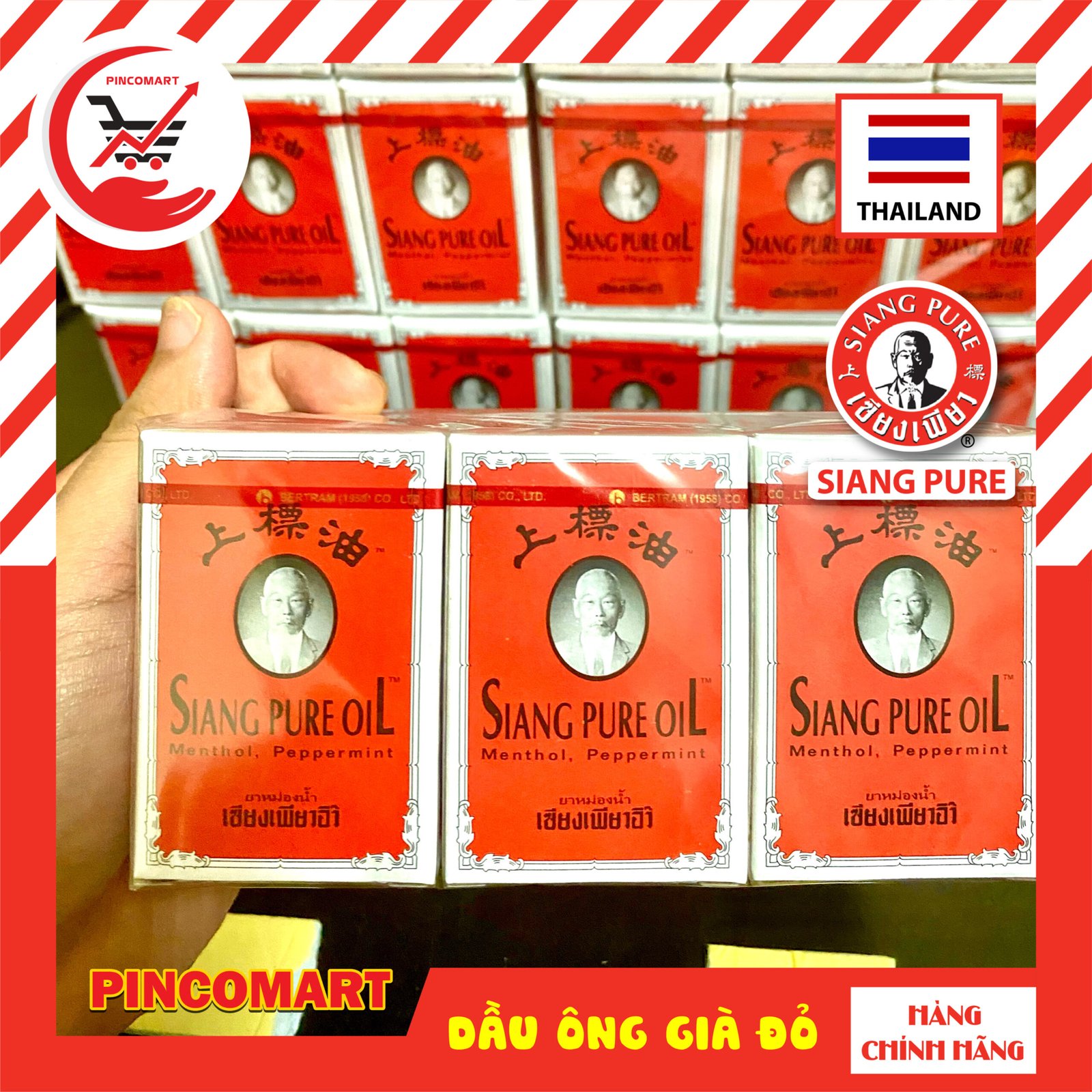 (Lốc 3ml - 7ml) Dầu Gió đỏ ông già chữ màu đen hiệu Siang Pure Oil Thái Lan - Hàng nhập khẩu Thái - Ảnh 3