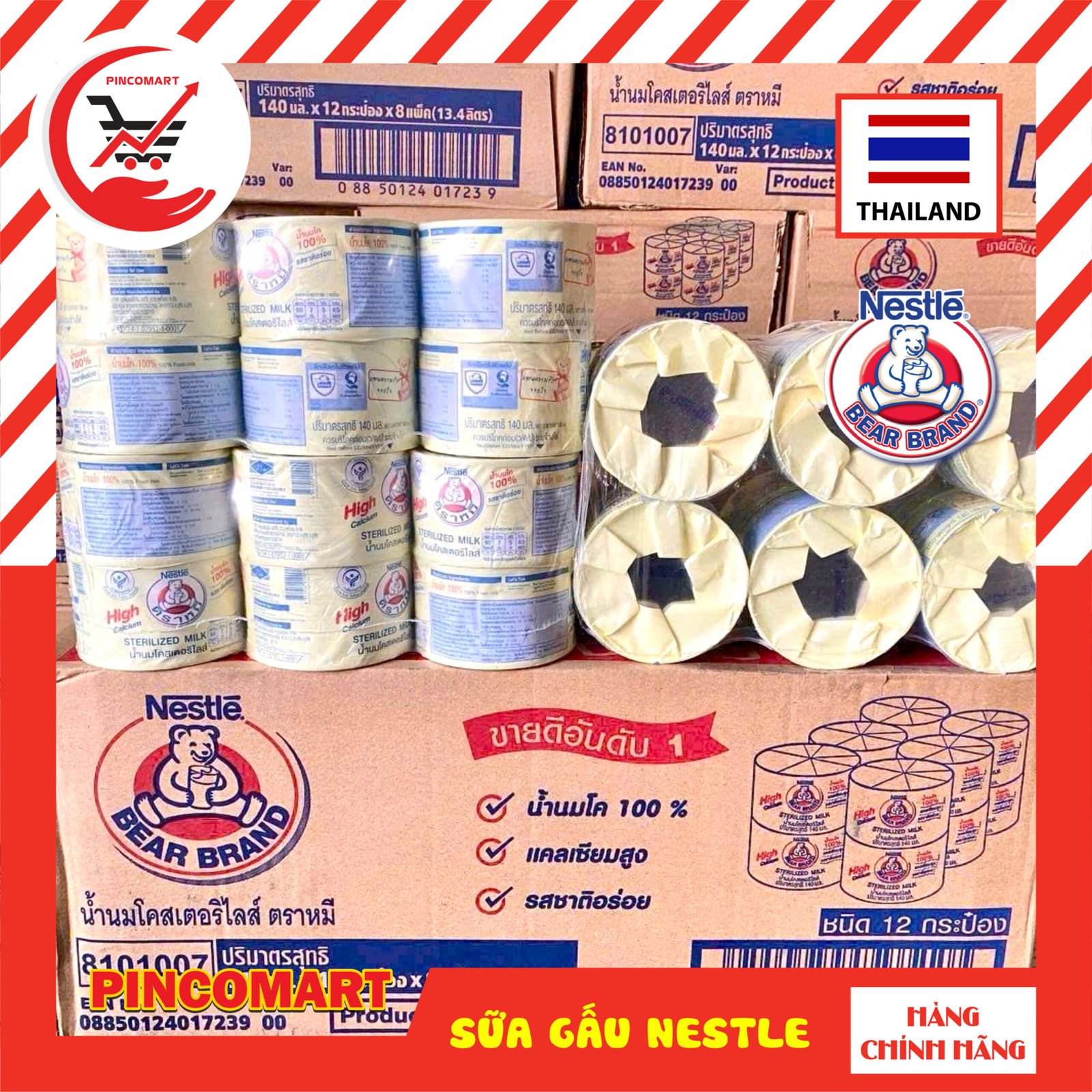 (Lốc 12 lon) Sữa Tươi Tiệt Trùng không đường hiệu Con Gấu Nestle Thái Lan lon 140ml - Hàng nhập khẩu Thái | HH117 - Ảnh 3
