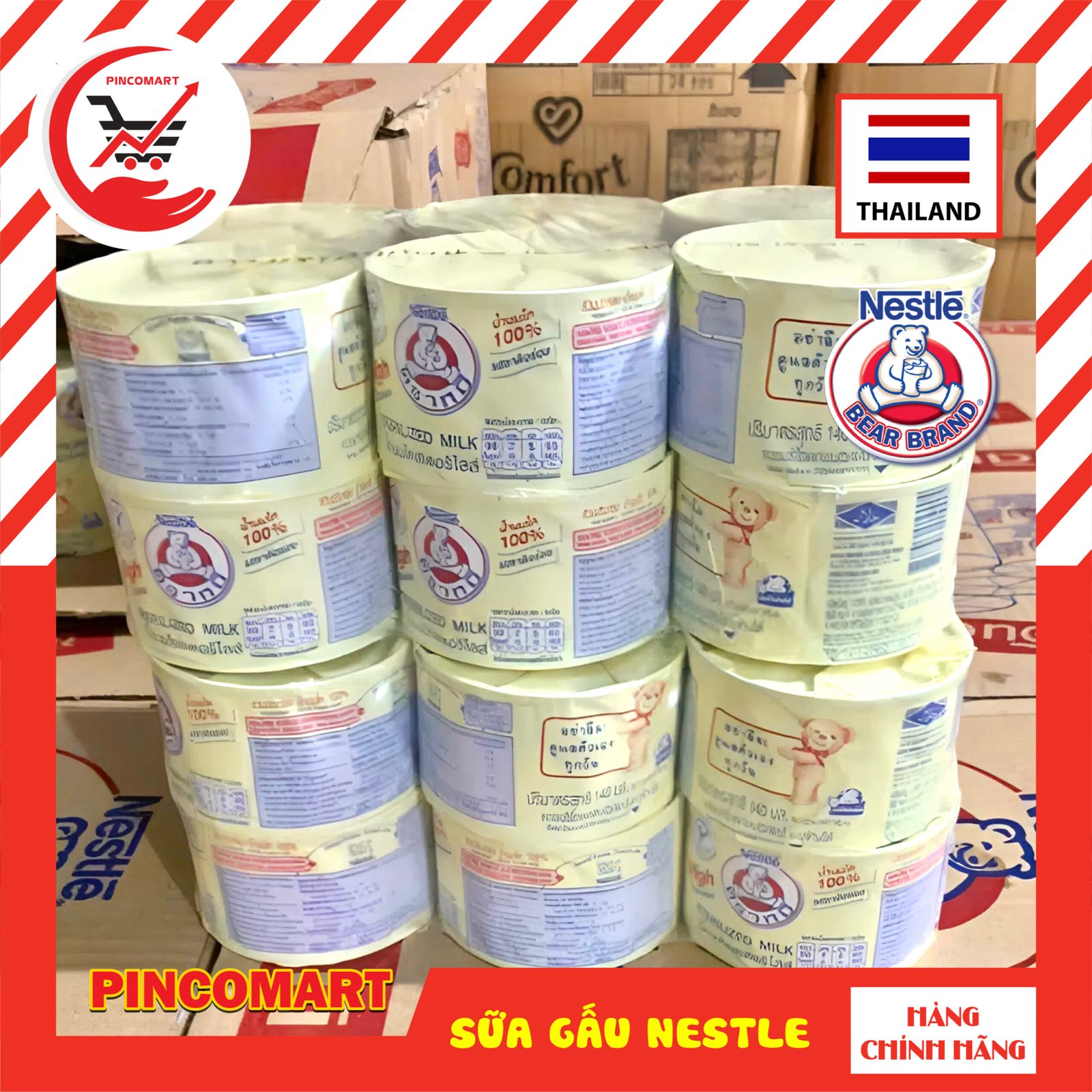 (Lốc 12 lon) Sữa Tươi Tiệt Trùng không đường hiệu Con Gấu Nestle Thái Lan lon 140ml - Hàng nhập khẩu Thái | HH117 - Ảnh 5