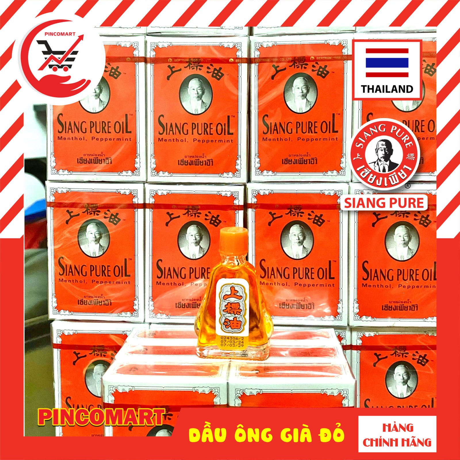 (Lốc 3ml - 7ml) Dầu Gió đỏ ông già chữ màu đen hiệu Siang Pure Oil Thái Lan - Hàng nhập khẩu Thái - Ảnh 6