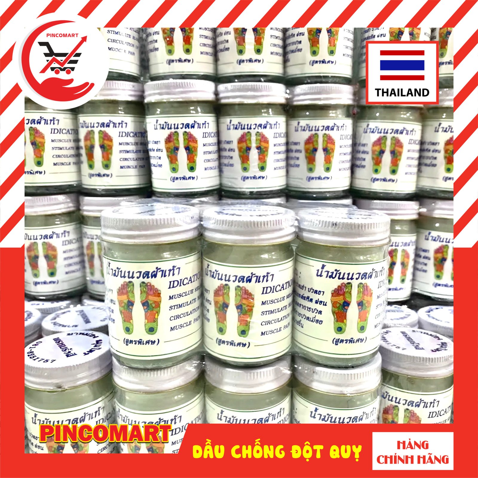 Dầu Cù Là Thái Lan xoa bóp huyệt bàn chân phòng chống đột quỵ hũ 50g - Hàng nhập khẩu Thái