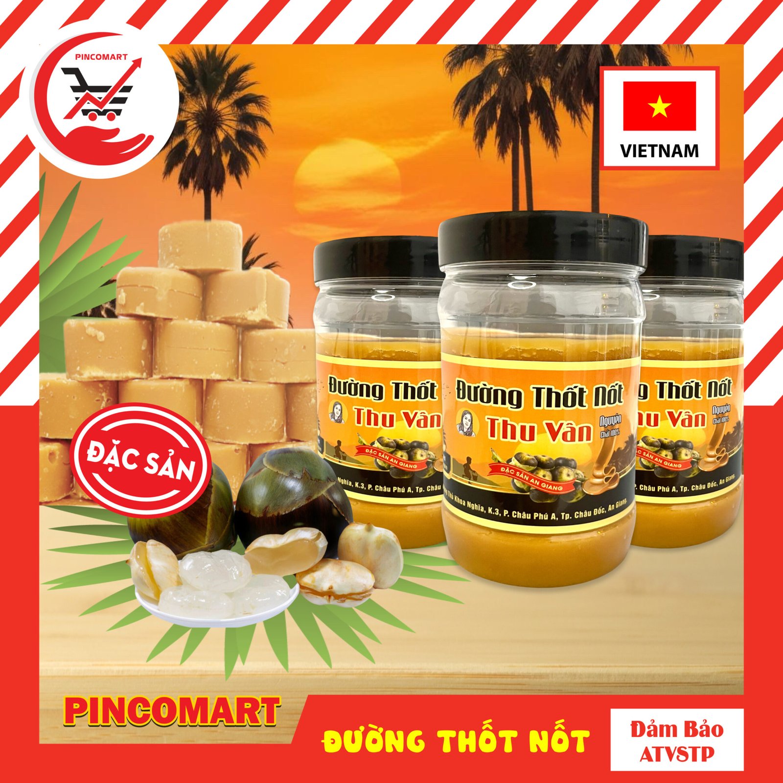 (Hũ 1kg) Đường Thốt Nốt cao cấp thơm ngon loại 1 - Đặc sản An Giang | HH97